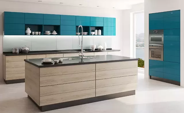 cocina con vinilos turquesas