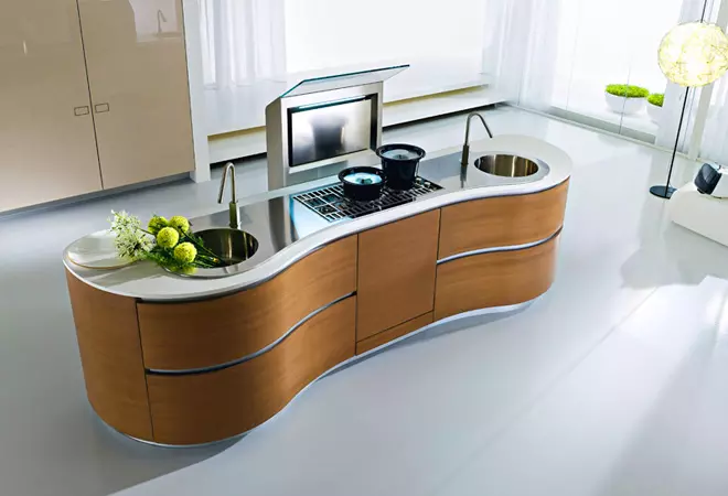 isla de cocina casa lujo madera moderna